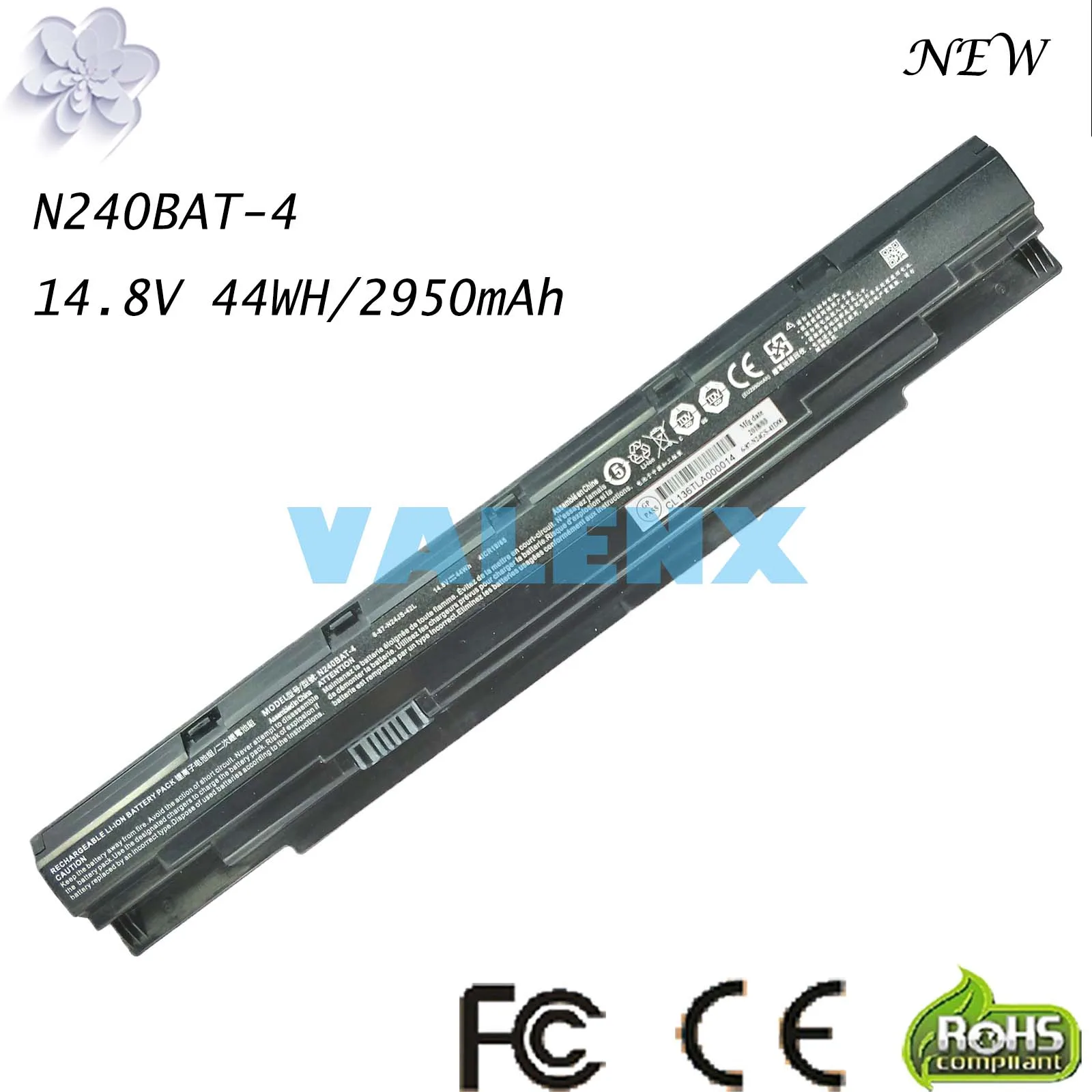 

14.8V 44Wh Laptop Battery For Clevo N240BAT-4 NP3240 NP3245 6-87-N24JS-42L2 For SCHENKER S406-ZMH S406-WZT S406-KDH