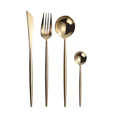 Gold Cutlery Set Forks Spoons Knives Stainless Steel #5