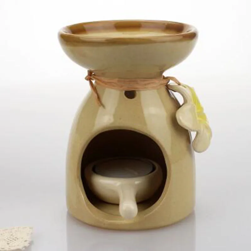 Ceramic Essential Oil Burner with Flower Decorated Aroma Burner Lamp Spa Yoga Hotel Supply Tea Light Candle Holder Home Decor