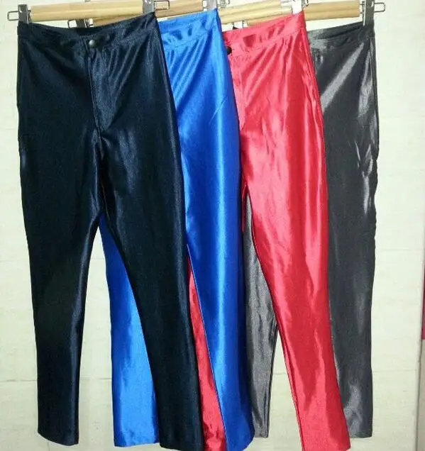 2019 American Style Pencil Pants Shiny Disco Pants High Waist Women\'s Trousers Leggings Pants