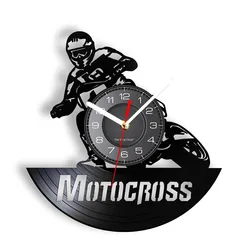 Professional Motorcyclist Vinyl Record Wall Clock Off-Road Motorcycle Vehicl Extreme Bikers Home Decor Silent Watch For Man Cave