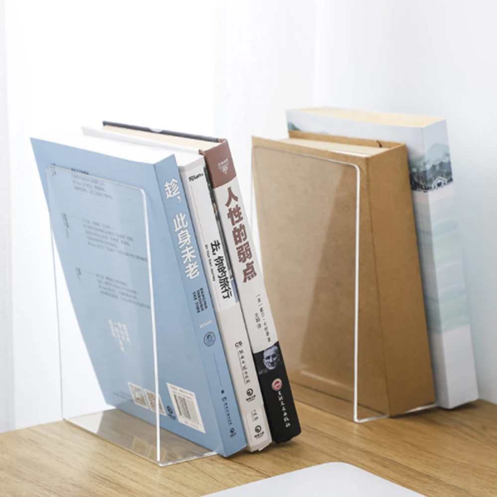 

2pcs Bookends Book Display Stand Holder Transparent Book Stand Holder Frame Document Holder Stand Desk Organizer Bookend
