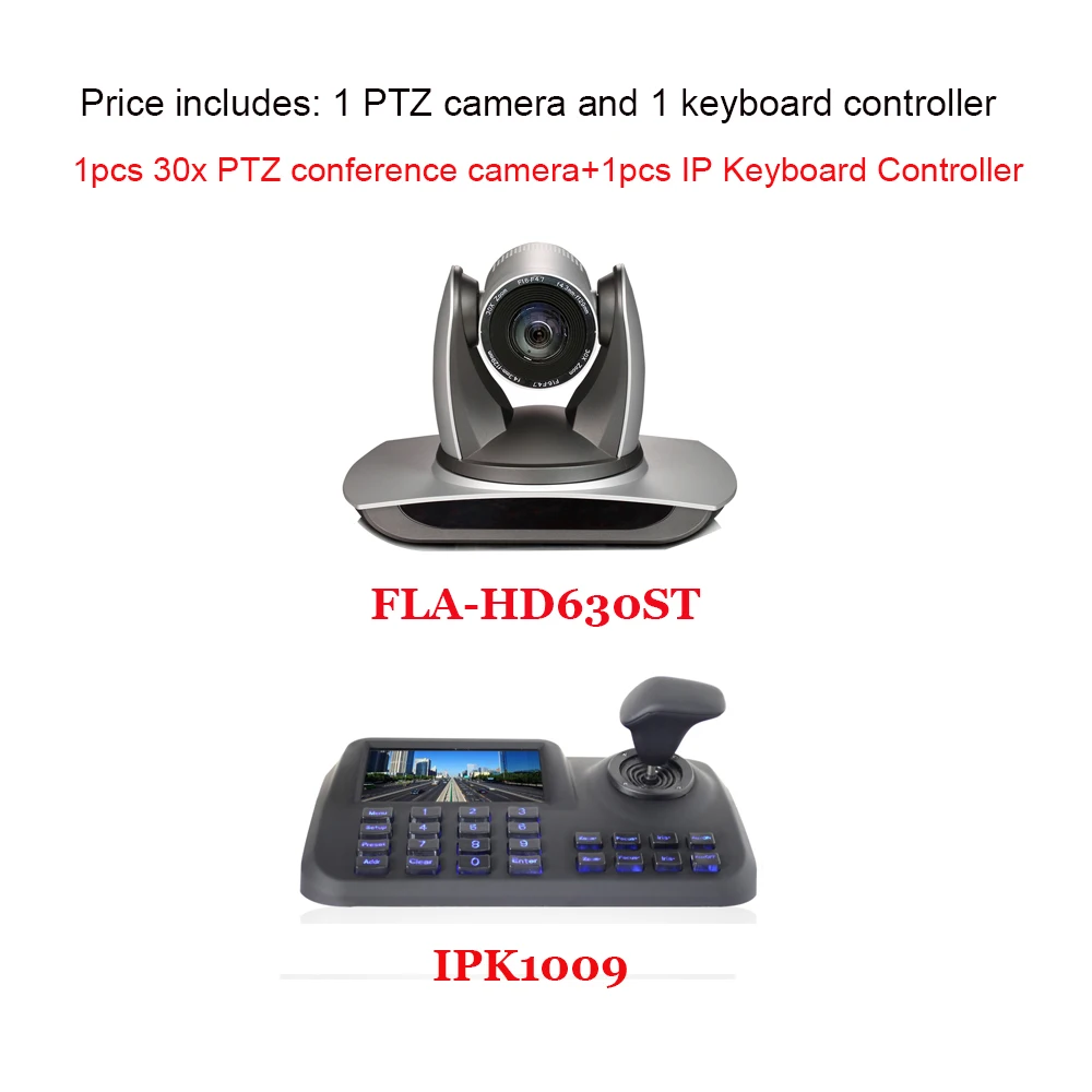 

2MP 30x Zoom Broadcasting Live Streaming Video PTZ Camera with DVI / SDI / A-IN and 5 inch LCD IP Keyboard Controller