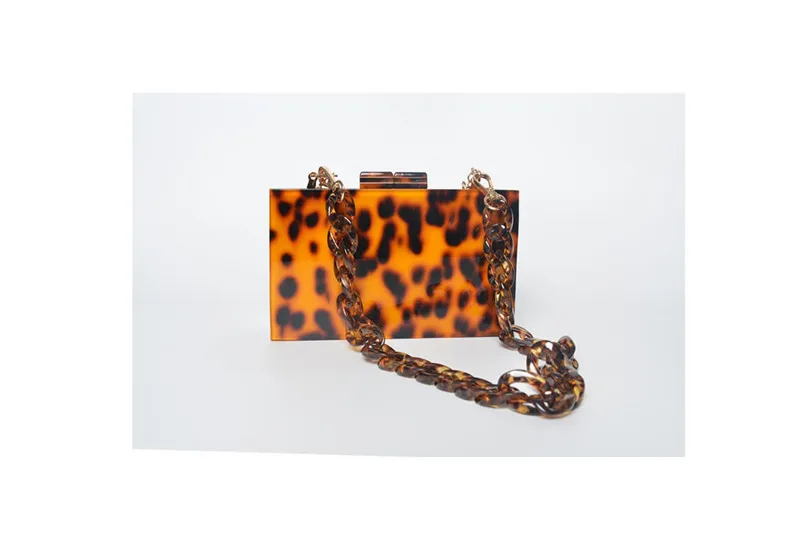 2021 funky acrylic leopard square clutch bag  for lady evening