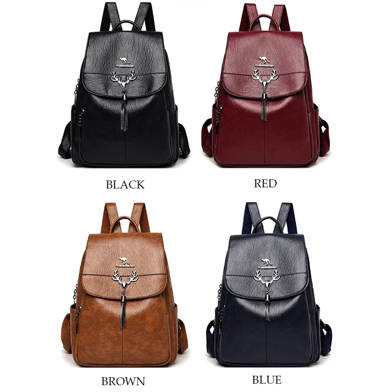 Fashion Backpack Women Designer Brand Leather Backpack female Simple Travel Bag Daypack Large School Bags for Teenage Girls