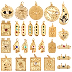 Green Red Blue Twin Two Hole Charm Pendant ,Lucky Evil Hamsha Hand DIY Jewelry Accessories for Necklaces Making K08