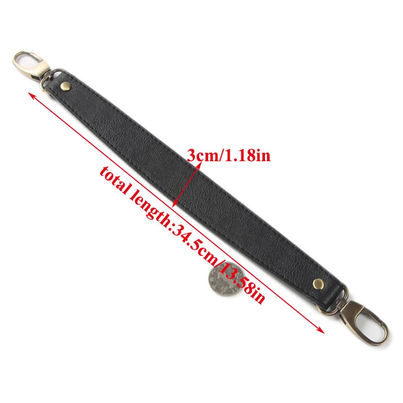 Lady Pu Leather Shoulder Strap Black Handbag Bag Belt Diy Bags Handle Replacement Bag Short Straps Handbags Accessories