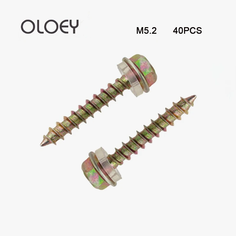 M5.2*19/25/32/38/50mm Hexagonal Drilling Self Tapping Screws, Pointed toes tapping Screws, Padded Blacksmith Screw colored steel