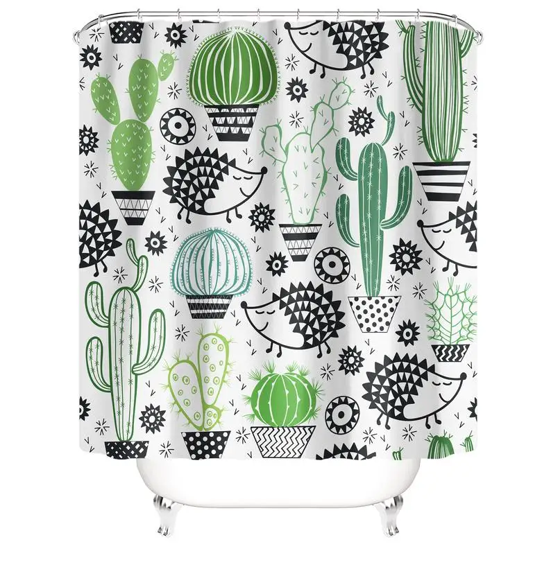 Abstract Art Home Decoration, The Cactus Shower Curtain, Fresh Style Bath Decor, Polyester Fabric Shower Curtain