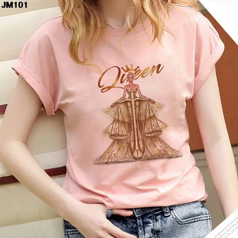 

Fashion Queen Print Women's Top Pink T-shirt Summer Casual Streetwear Woman Tshirt Harajuku Short Sleeve Female Clothing T Shirt