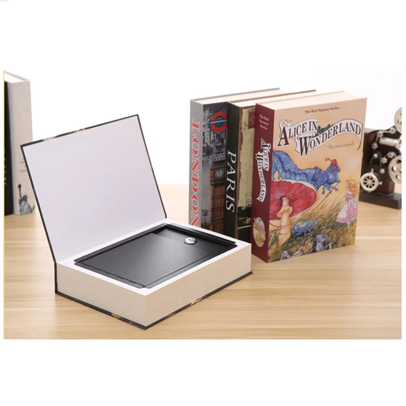Security Book Safes Key Lock Hidden Secret Storage Box Steel Classic Book Style Combination Lock Safety Box Piggy Bank Kid Gift