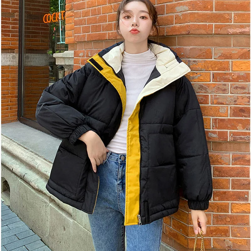Winter -20℃ Oversize Jacket Female Coat Patchwork Windbreaker Women Padded Zipper Outwear Parka Thick  Streetwear Overcoat Warm