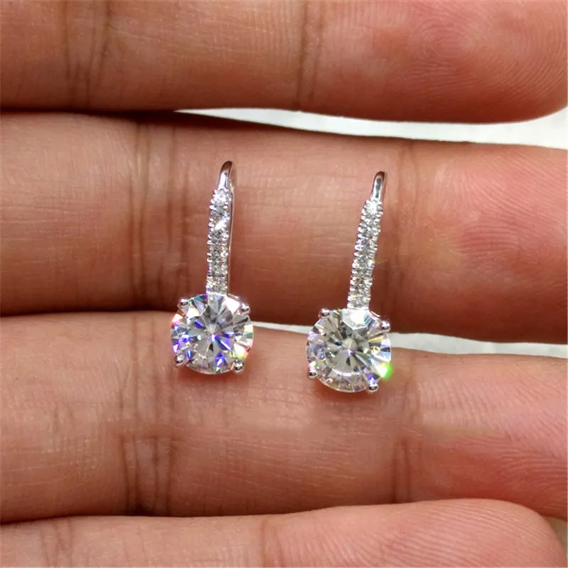 Drop Earrings For Women Small Ear Buckle Cubic Zirconia Super Flash Dangle Earring Bridal Wedding Engagement Jewelry CCE700