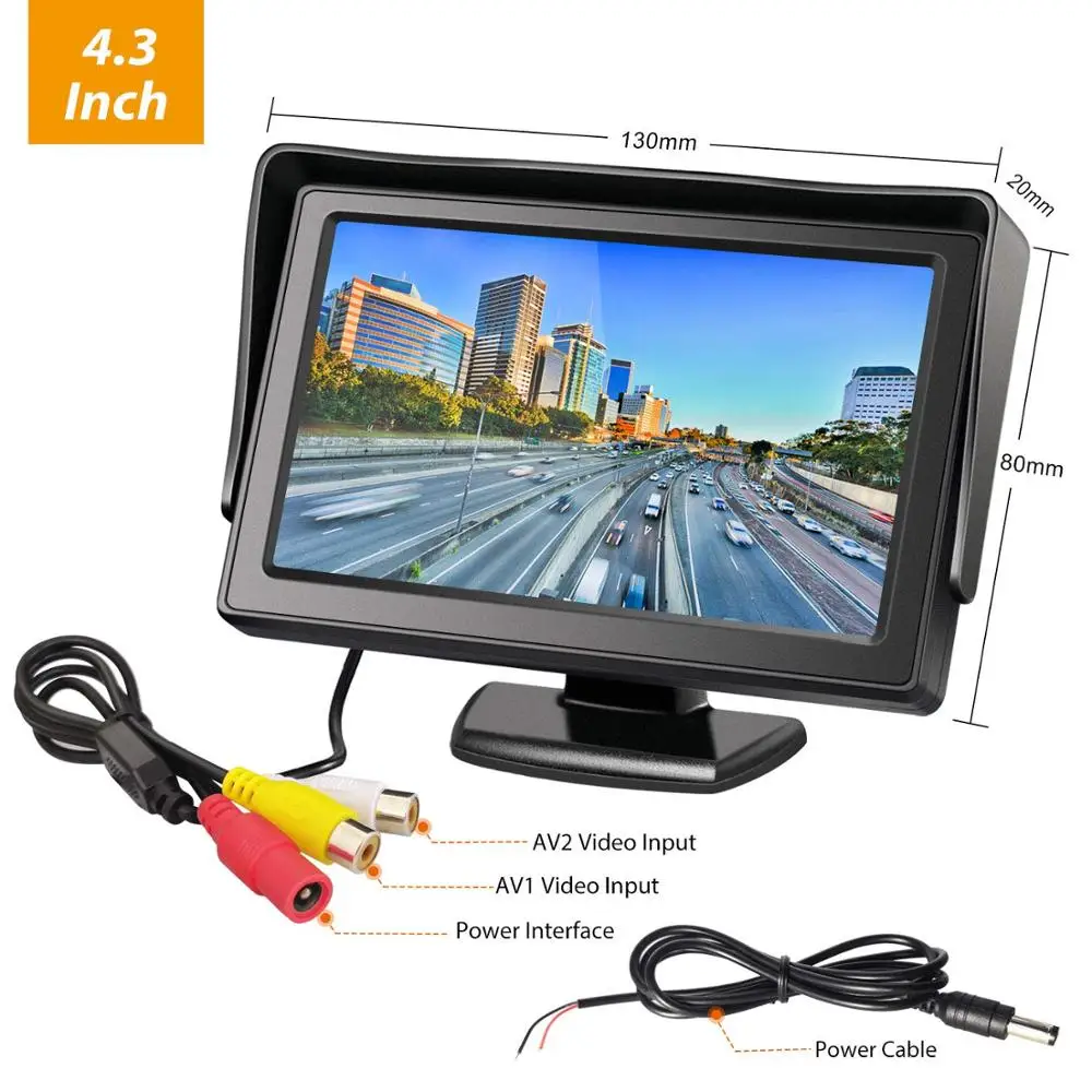 4.3Inch TFT LCD Car Color Rear View Monitor Screen for Parking Rear View Backup Camera with Stand Bracket