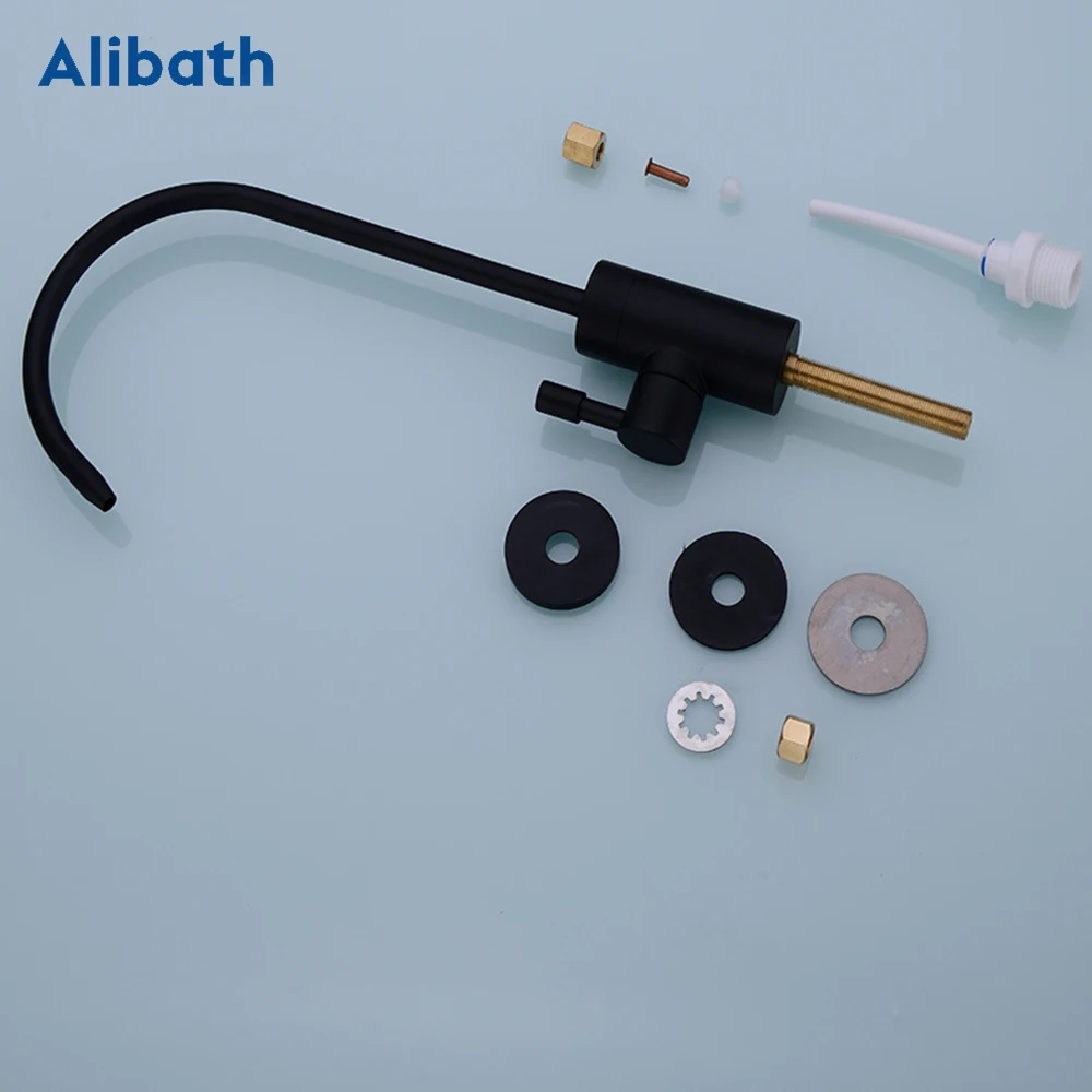 Kitchen Water Filter Faucet Matte Black 1/4 Inch Connect Hose Reverse Osmosis Filters Parts Purifier Direct Drinking Tap.