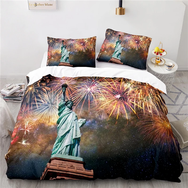 Statue of Liberty American City 3D Bedding Set Scenery Duvet Cover Set with Pillowcase Home Textile Twin Full Queen King Size