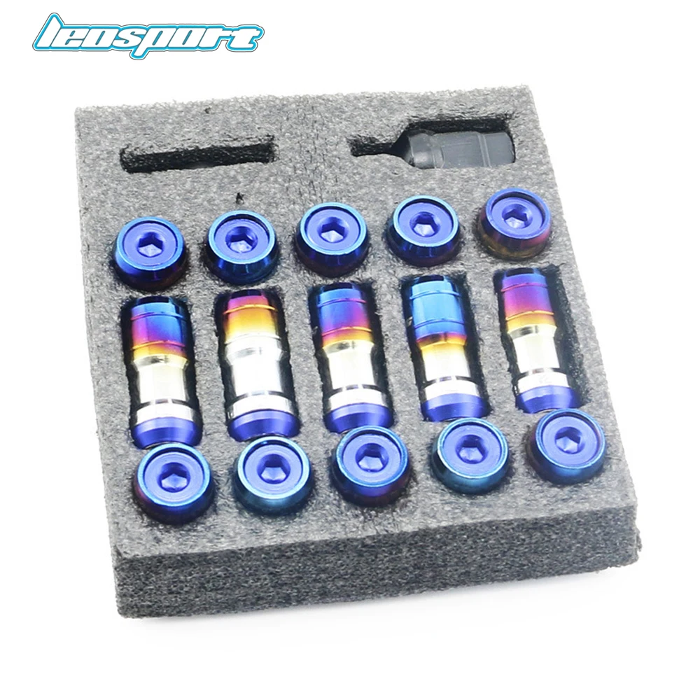 Volk racing verdeckte heptagon formel stahlräder verriegelung ösen muttern acken felge nahes ende m12xp2.5 m12xp2.5 brennend blau 20 teile/satz