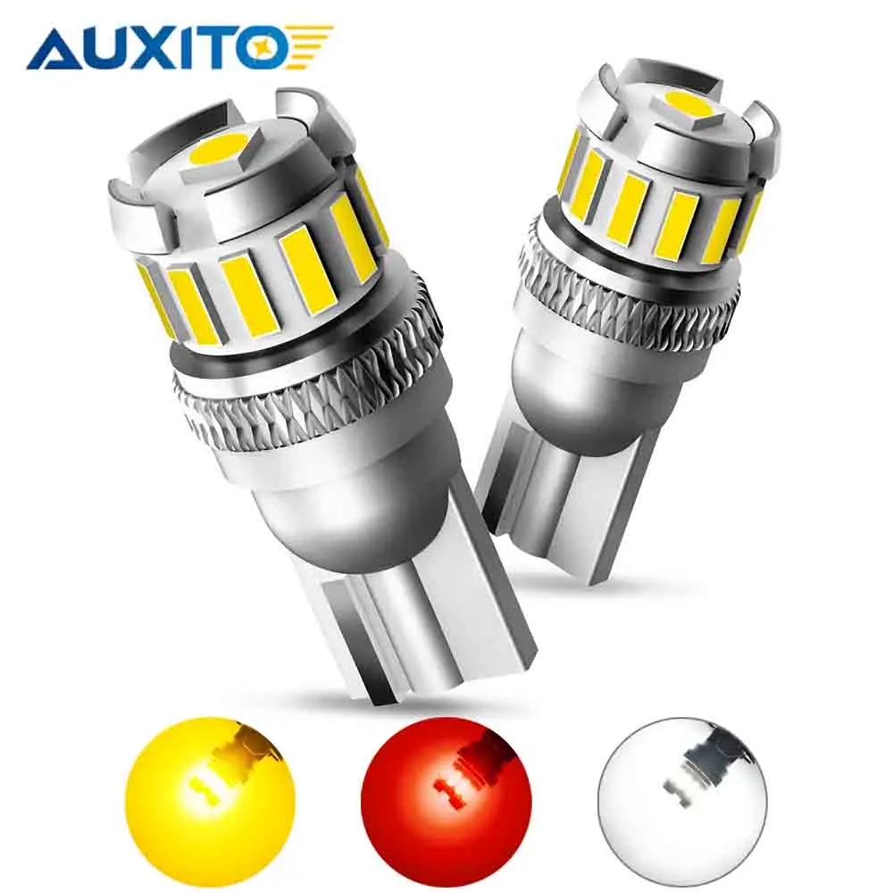 

AUXITO 2PCS T10 W5W Red LED Bulb Canbus 194 168 White Car Interior Lights Yellow License Plate Leds Lamp Reading Trunk LIght 12V