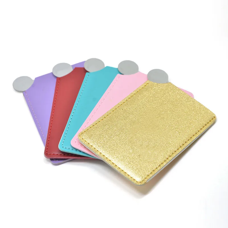 1PC Makeup Mirror Portable Stainless Steel Cosmetic Mirror PU Leather Bag Customize Logo Dropshipping Wholesale Customization