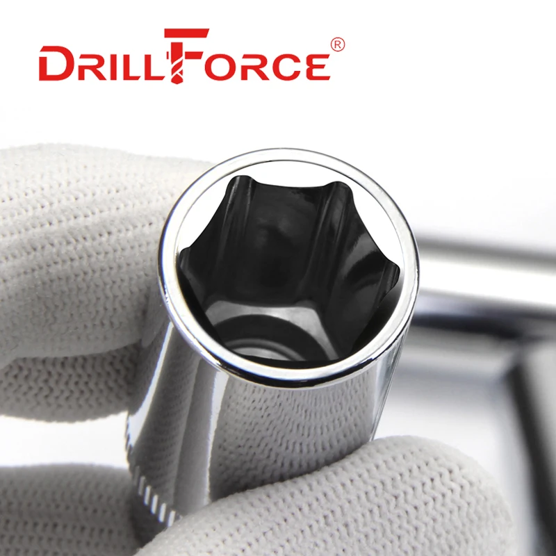 Drillforce 6-24mm Wrench Socket 3/8" Drive Short Adapter Spanner Converter Reducer Electric Hexagon Ratchet Auto Repair Tool