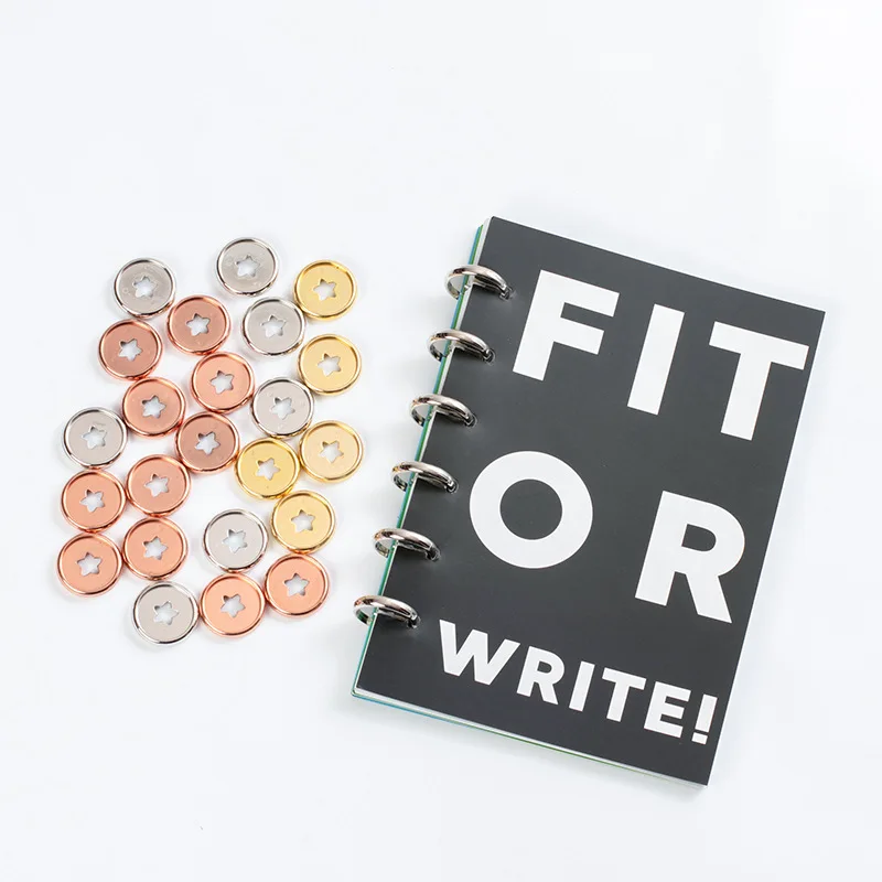12pcs 26mm Notebook Mushroom Hole Button Plastic Pentagram Disc Star Buckle For Loose Leaf Hand Book Binding Discs Accessories