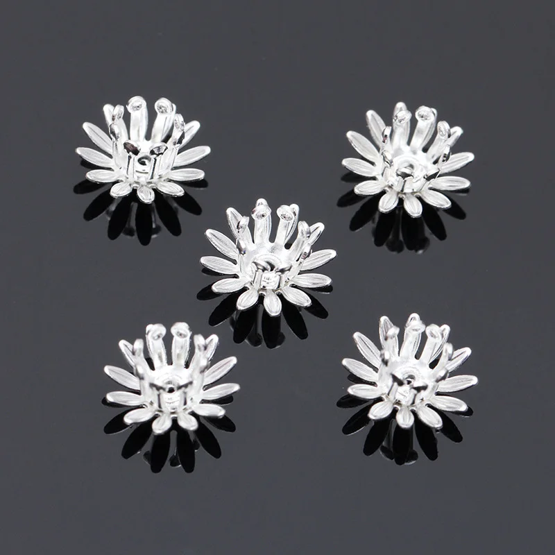 Mibrow 20pcs/lot  6 Colors 10mm Copper Flower Bead Caps Flower Filigree Loose Spacer Bead End Caps For DIY  Jewelry Making