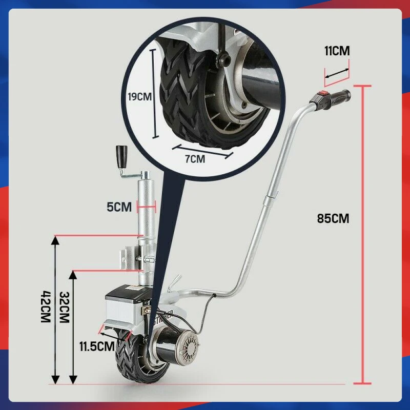 350W 12V zmotoryzowany gniazdo przyczepy przyczepa kempingowa do łodzi RV Mover Dolly akcesoria do koło kopiujące