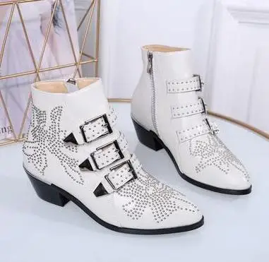 Yue Jabon Susanna Studded Genuine Leather Booties Black 38 5