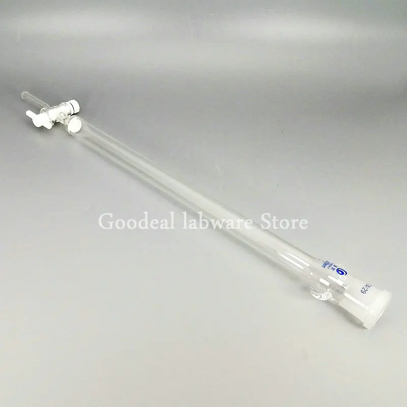 1pcs Lab Glass chromatography column with PTFE piston,sand core glass chromatography column with standard mouth Caliber 24#