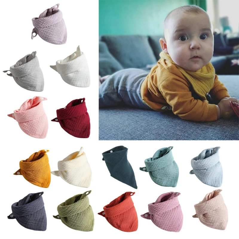 Baby, Kleinkind Doppel Schicht Baumwolle Bib Neugeborenen Einfarbig Dreieck Schal Fütterung Speichel Handtuch Bandana Spucktuch D5QA