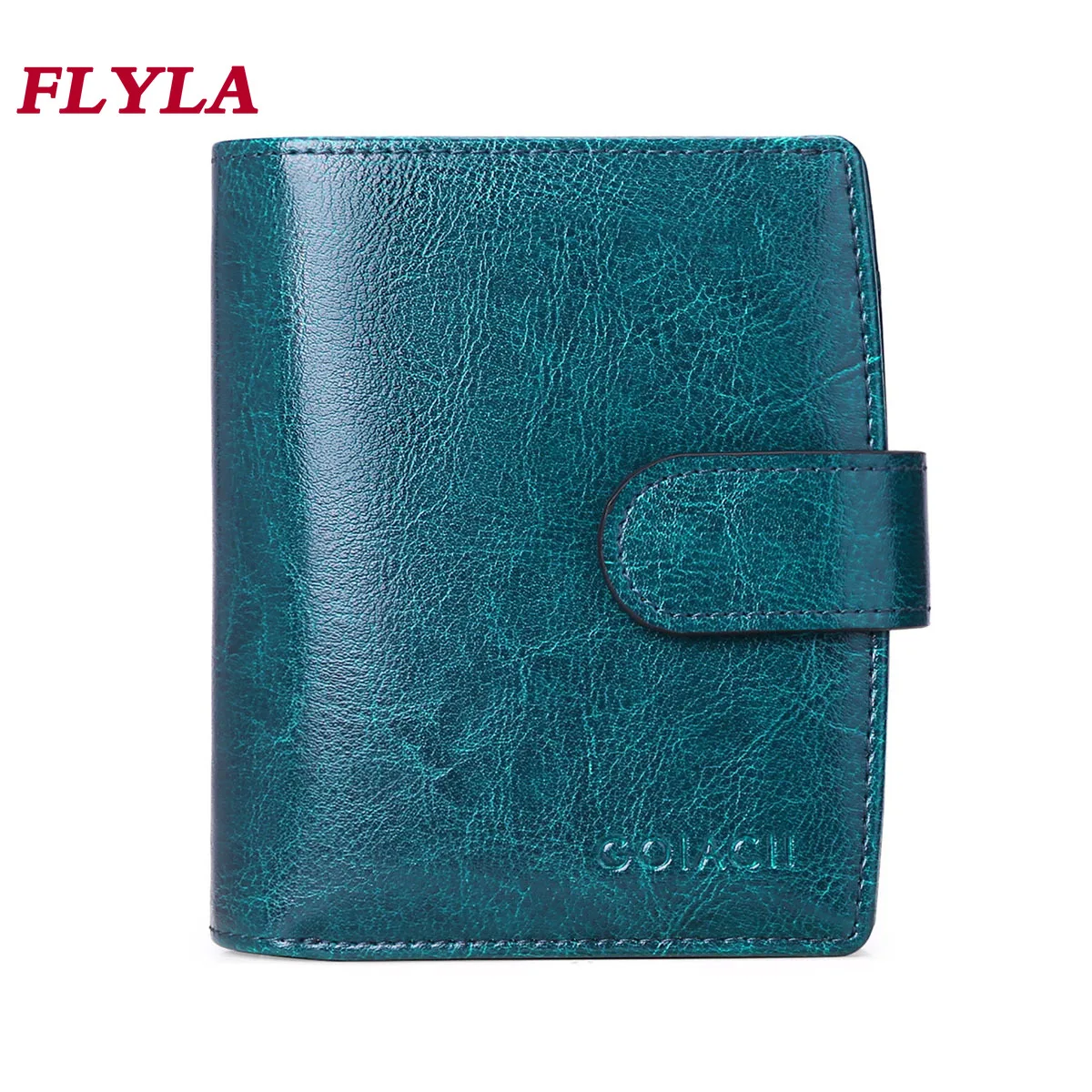 

2022 NEW Leather Women Wallet Short RFID Oil Wax Cowhide Retro Zipper Wallet Women Coin Purse