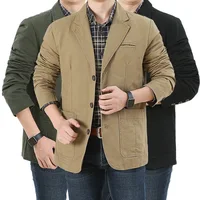 Men's Washable Fabric Single Breasted Button Blazers Business Suit Loose Military Jackets Outwear 2