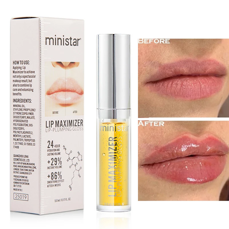 Instant Lip Volumizing Serum for Lip Volumizer Moisturizing Enhancement Lip Reduce Fine Lip Lines Ginger Mint Plumper Oil Gloss