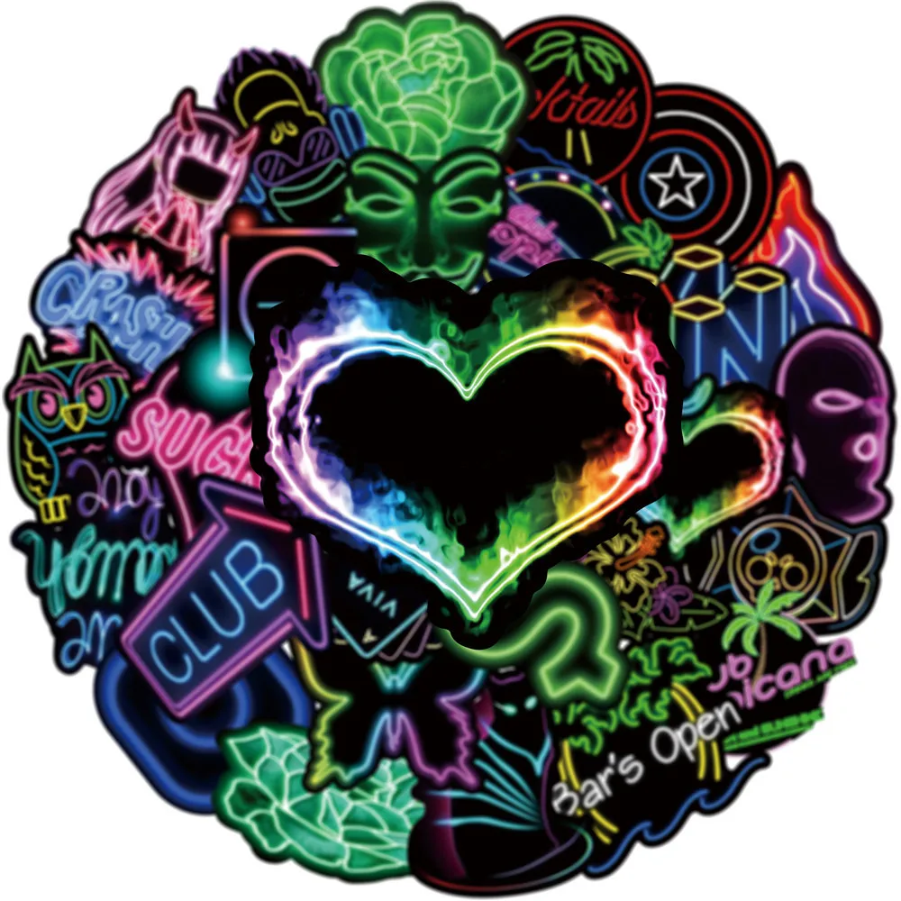 

50/100PCS Neon Styles Stickers for Laptop Water Bottles Cases Motorcycle Bike Kids Teens Gift Funny Cool Vinyl Sticker Decals