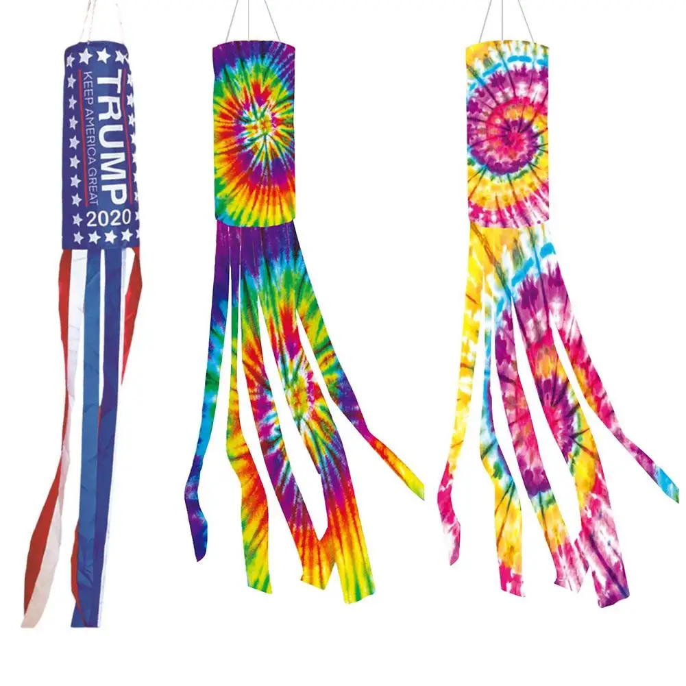 Tie-dye Windsock Outdoor Wind Direction Flag Scratchproof Windproof Rainbow Windsock Weathervane Courtyard Decoration Flag