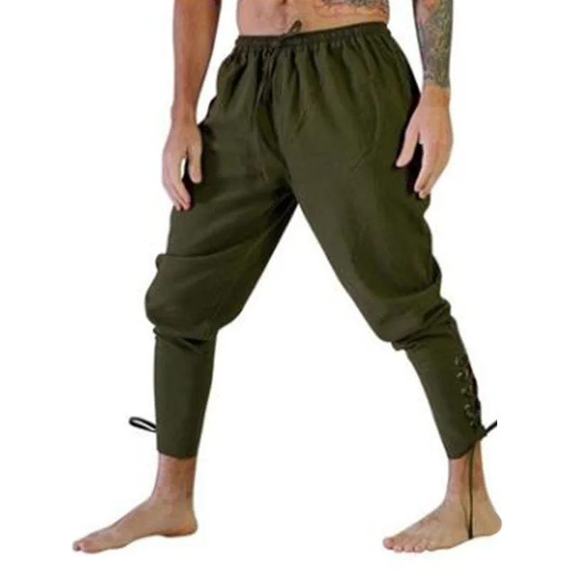 Medieval Trousers Adult Men Leg Bandage Loose Pants Shirts Suit Adult Nordic Warriors Retro Viking Pirate T-shirt For Mens