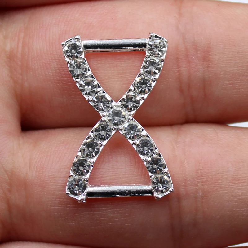 Shiny alloy rhinestone buckle 10pcs 17*26mm H-shaped gift decoration ribbon underwear connection buckle DIY jewelry accessories