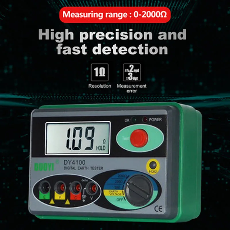 Megaomomierz prawdziwy cyfrowy miernik rezystancji ziemi Tester DY4100 instrumenty naprawa samochodów inspekcja elektryk