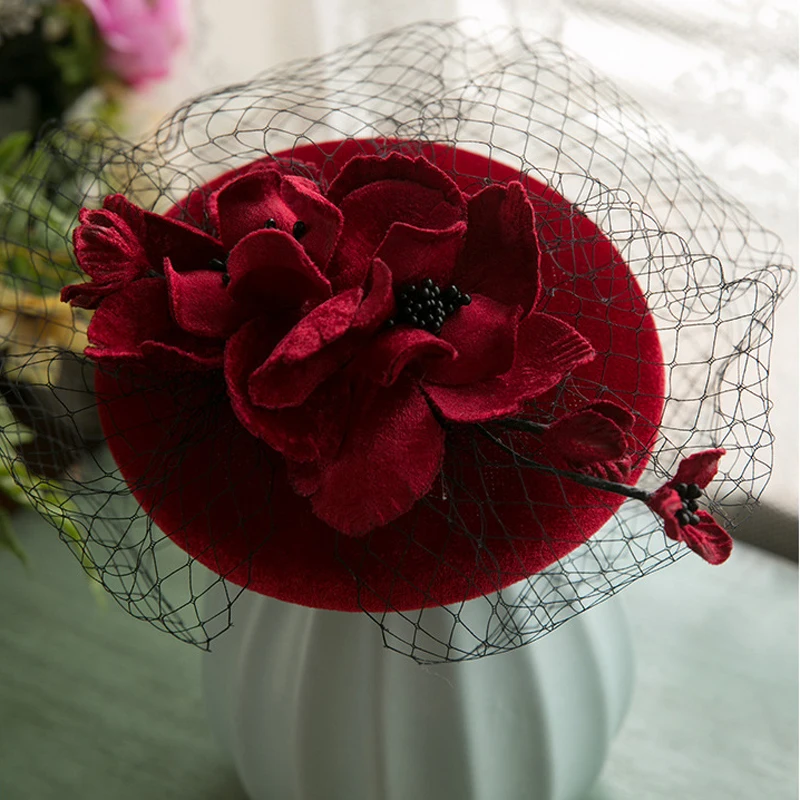 New Elegant Ladies Cocktail Fascinator Hat Flower Decoration Wedding Party Small Bridal Hats Photo Accessories