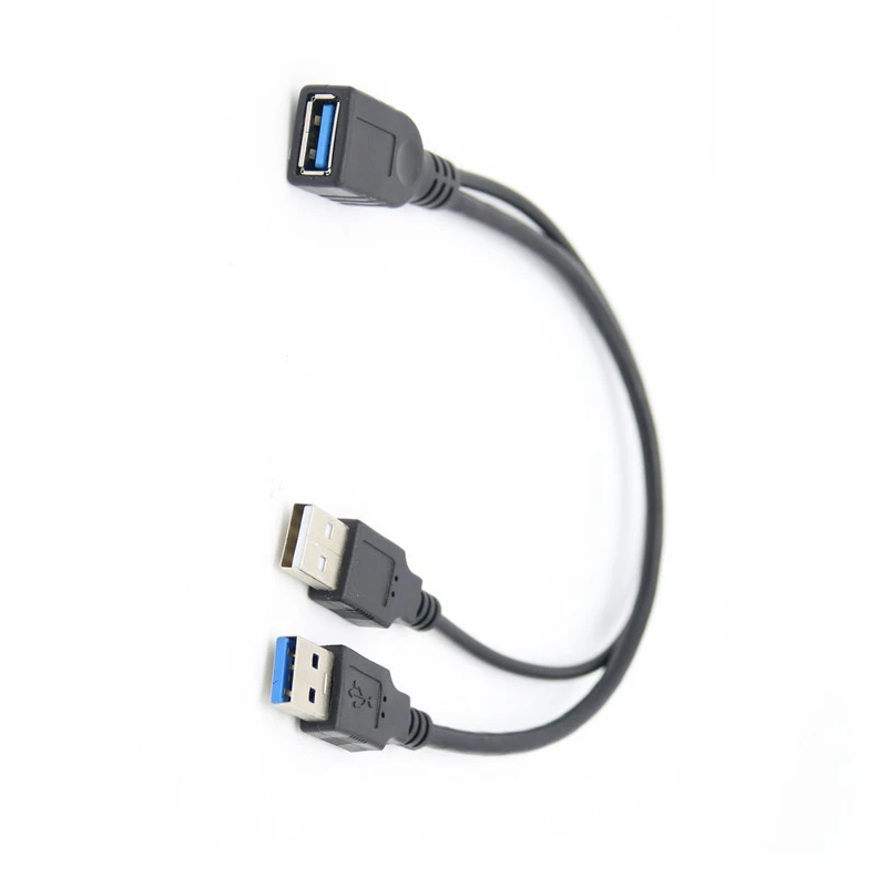 0,3 M Kabel USB 3,0 Weibliche zu Dual USB Männlichen Mit Extra-Power Data Y Verlängerung Kabel für 2.5