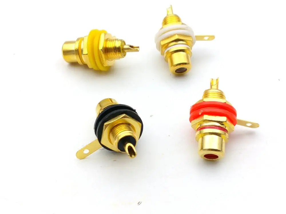 10pcs Gold Plated RCA Female Jack Panel Mount Chassis Socket adapter