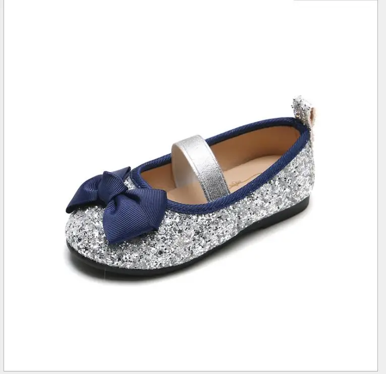 shorha Girls Shoes With Bow Knot Flats Slip on Bling Loafers Glitter leather Children Kids Shoes Princess Shoes 3-11 years Old