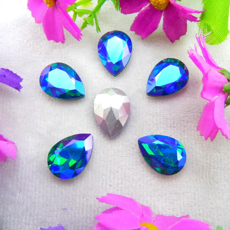 AB Farben 7 Größen Wassertropfen Tränenform Glas-Kristalle zum Aufkleben Strass-Ornament DIY-Verzierung – Detail 12