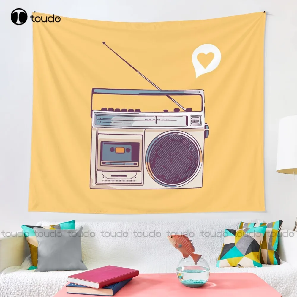 Retro Radio Boombox Tapestry 70S Tapestry Tapestry Wall Hanging For Living Room Bedroom Dorm Room Home Decor Art Home Decoration