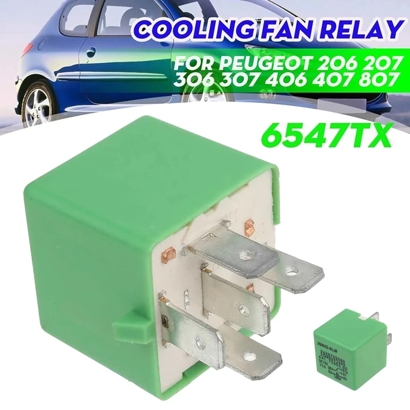 12V 35A 5 pines de refrigeración del ventilador del radiador de verde 6547TX para Peugeot 206, 207, 306, 307, 406, 407, 807