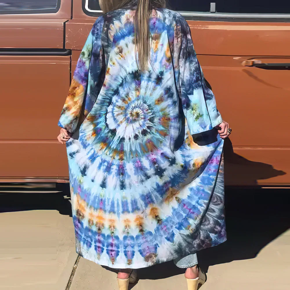 แฟชั่น Tie-Dye ผู้หญิงชุดว่ายน้ำ Pareo 2023ฤดูร้อนเซ็กซี่บิกินี่ Cover-Ups เข็มขัด Kimono ชายหาด Tunics Robe