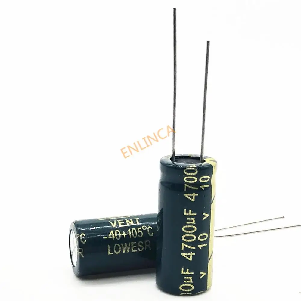 10v 4700 فائق التوهج 10*25 عالية التردد مقاومة منخفضة الألومنيوم مُكثَّف كهربائيًا 4700 فائق التوهج 10v 20%