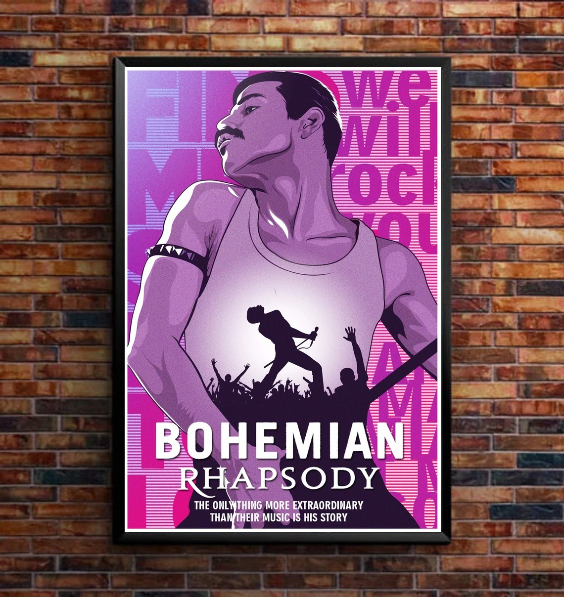 Bohemian Rhapsody Queen Freddie Mercury Live Aid Rock Art Deco Alternative Artwork Graphic Minimal Minimalist Movie Film Poster