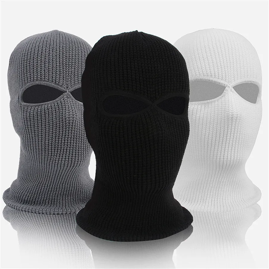 New Full Face Cover Mask Two 2 Hole Balaclava Knit Hat Army Tactical CS Winter Ski Cycling Mask Beanie Hat Scarf Warm Face Masks