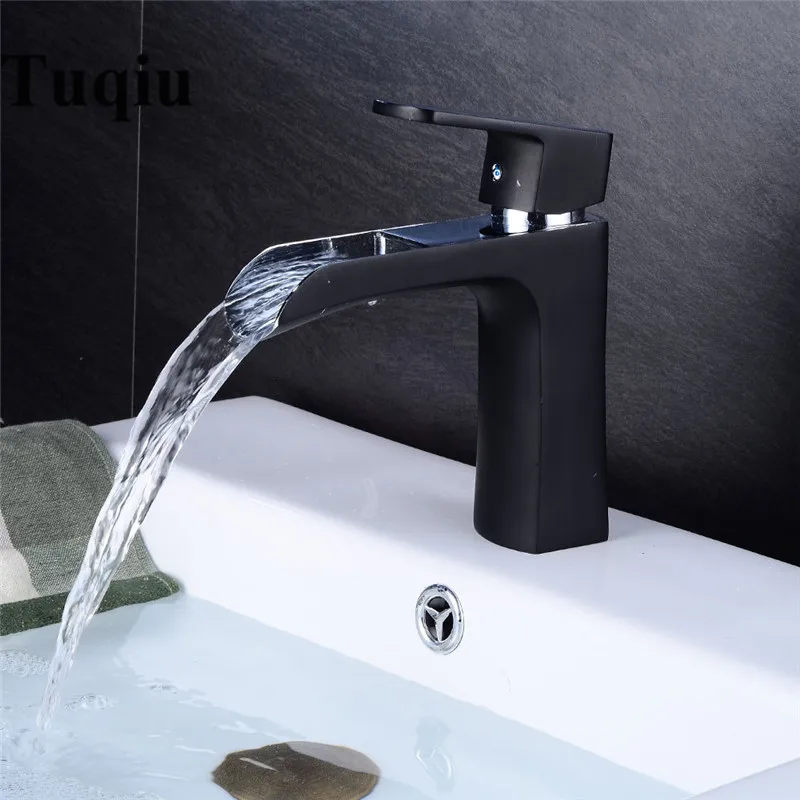 

Vidric New Arrival brass Basin Faucet hot and cold Waterfall Faucet lavatory tap black/white bathroom sink faucet basin tap